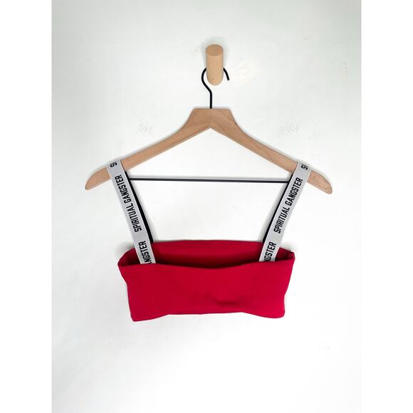 Spiritual Gangster Skylar Frame Red Bra Small Logo Strap Sporty Bralette - Picture 5 of 8